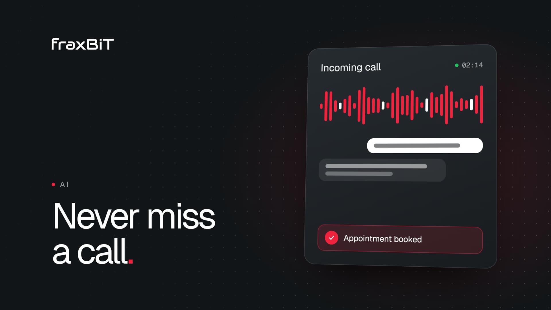Illustration: an incoming call answered by an AI receptionist and an appointment booked