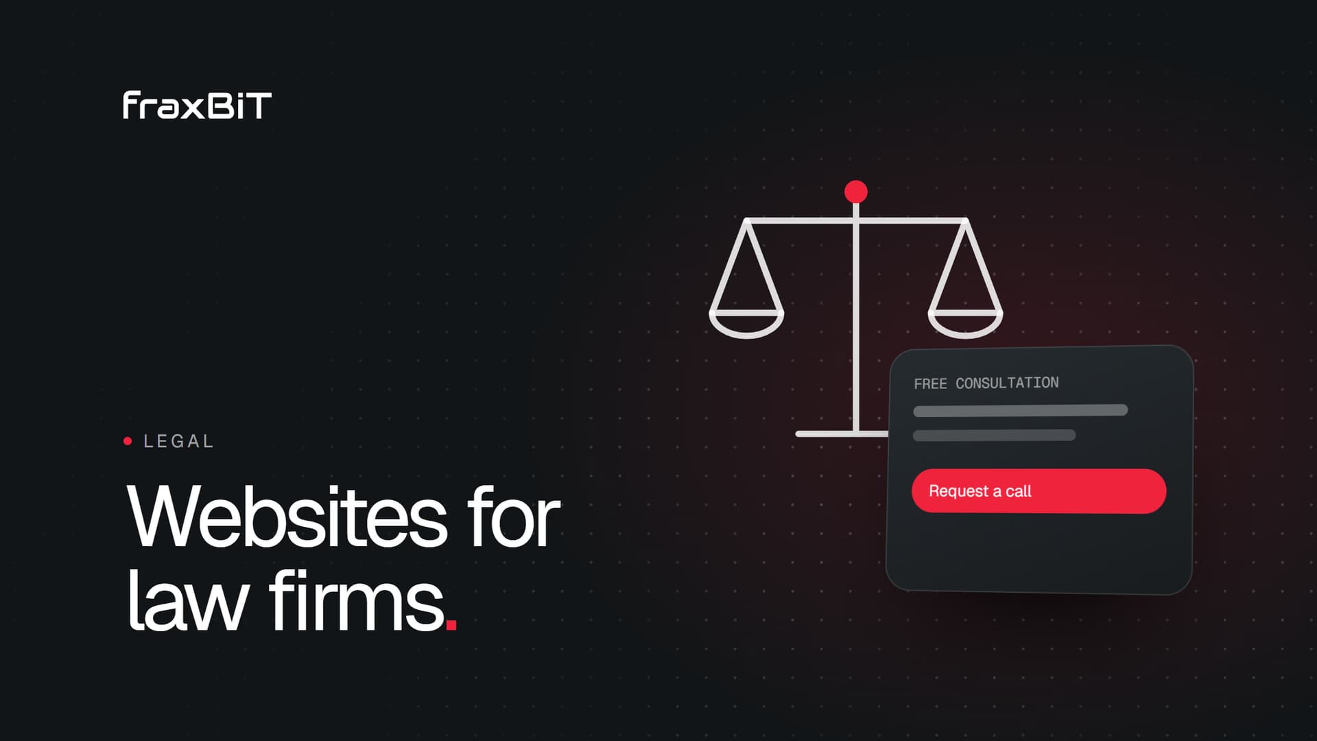 Illustration: scales of justice next to a free consultation request card