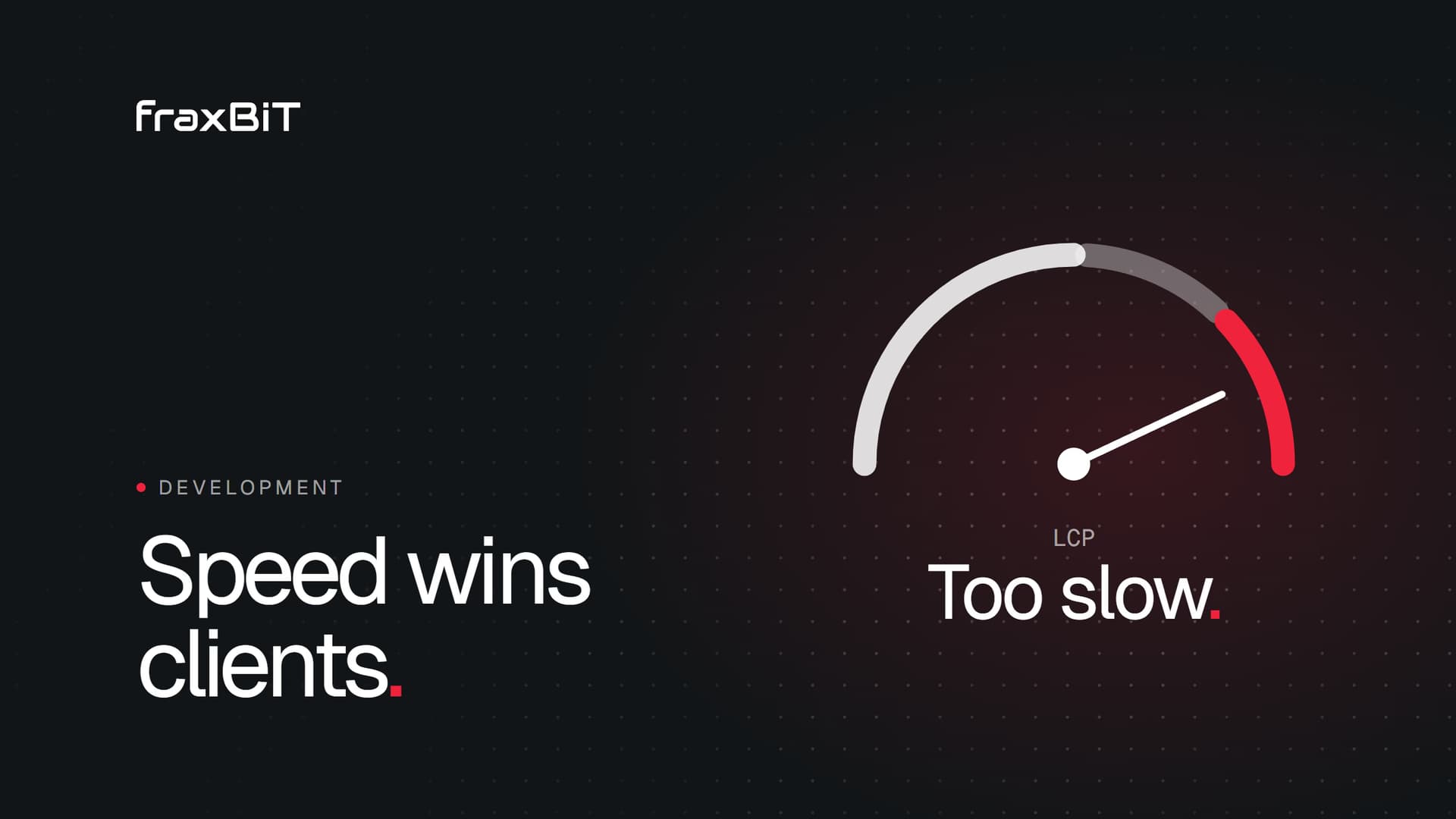 Illustration: a speed gauge pointing to a slow Largest Contentful Paint