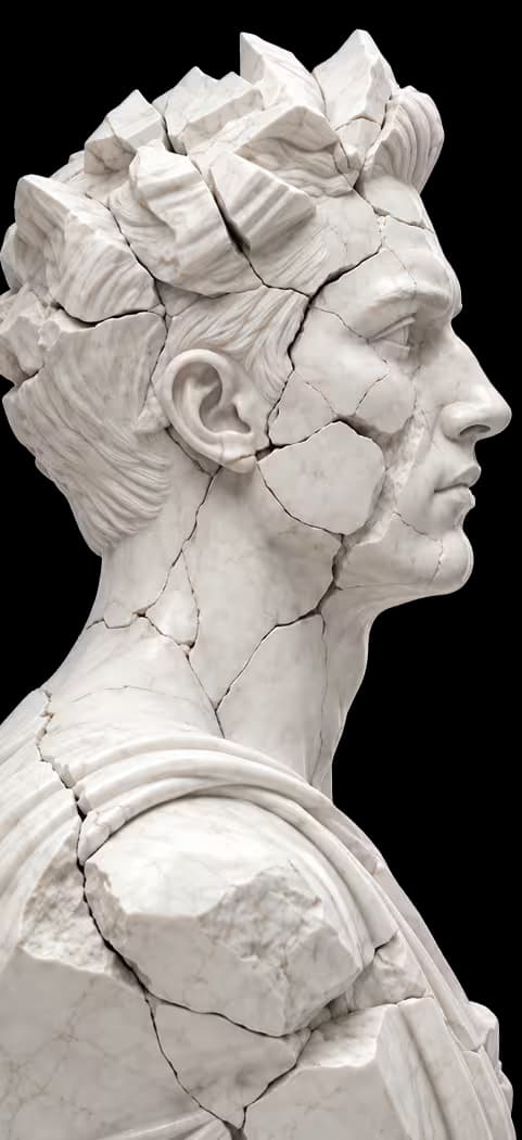 Cracked marble statue: a brand before fraxBIT