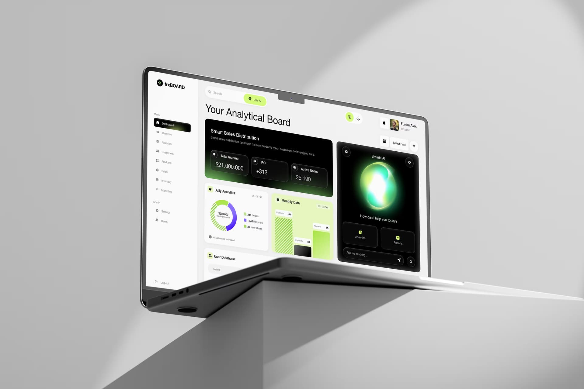 AI Leads Management Dashboard website mockup