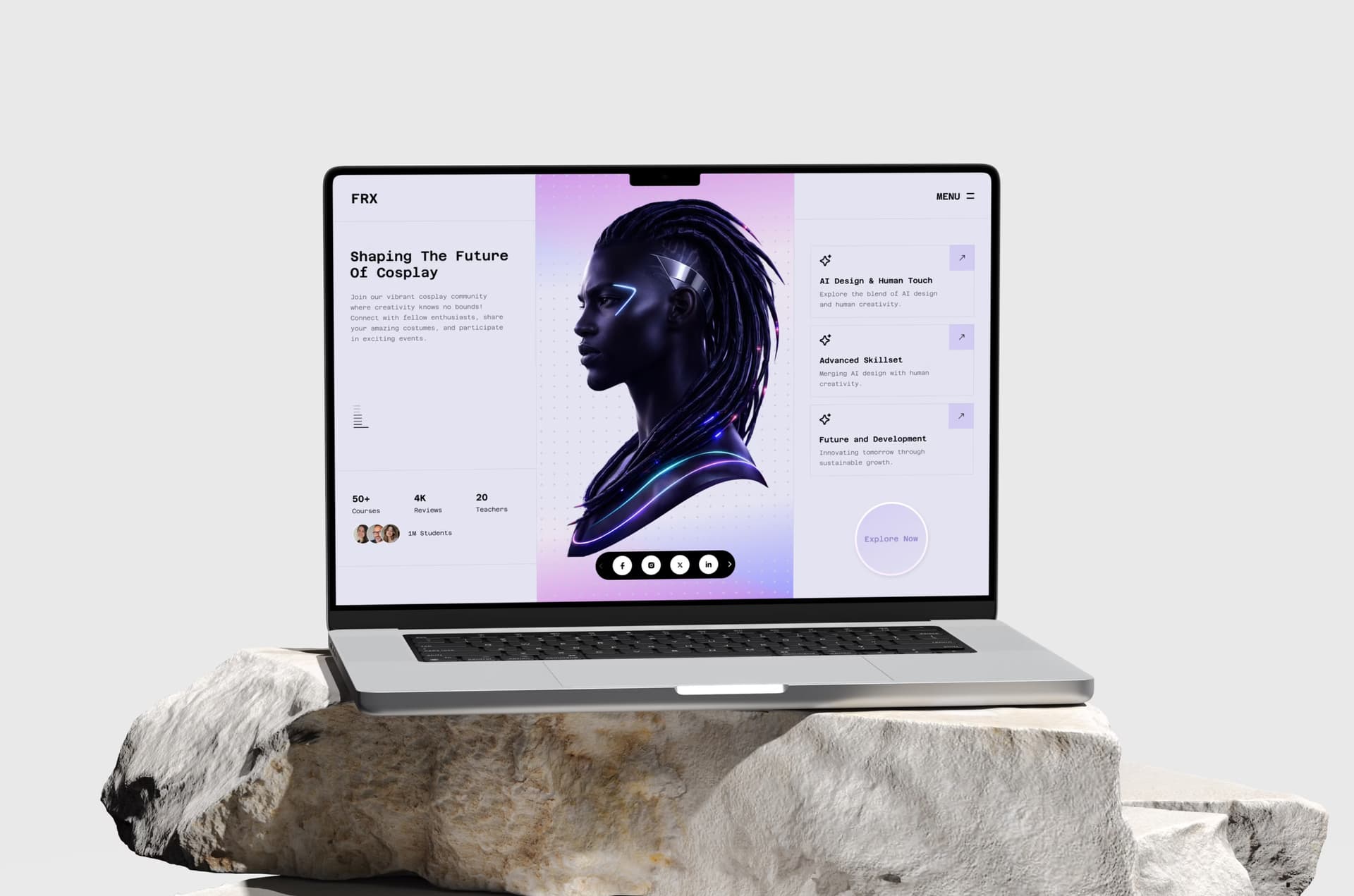 Cosplay Platform Interface website mockup