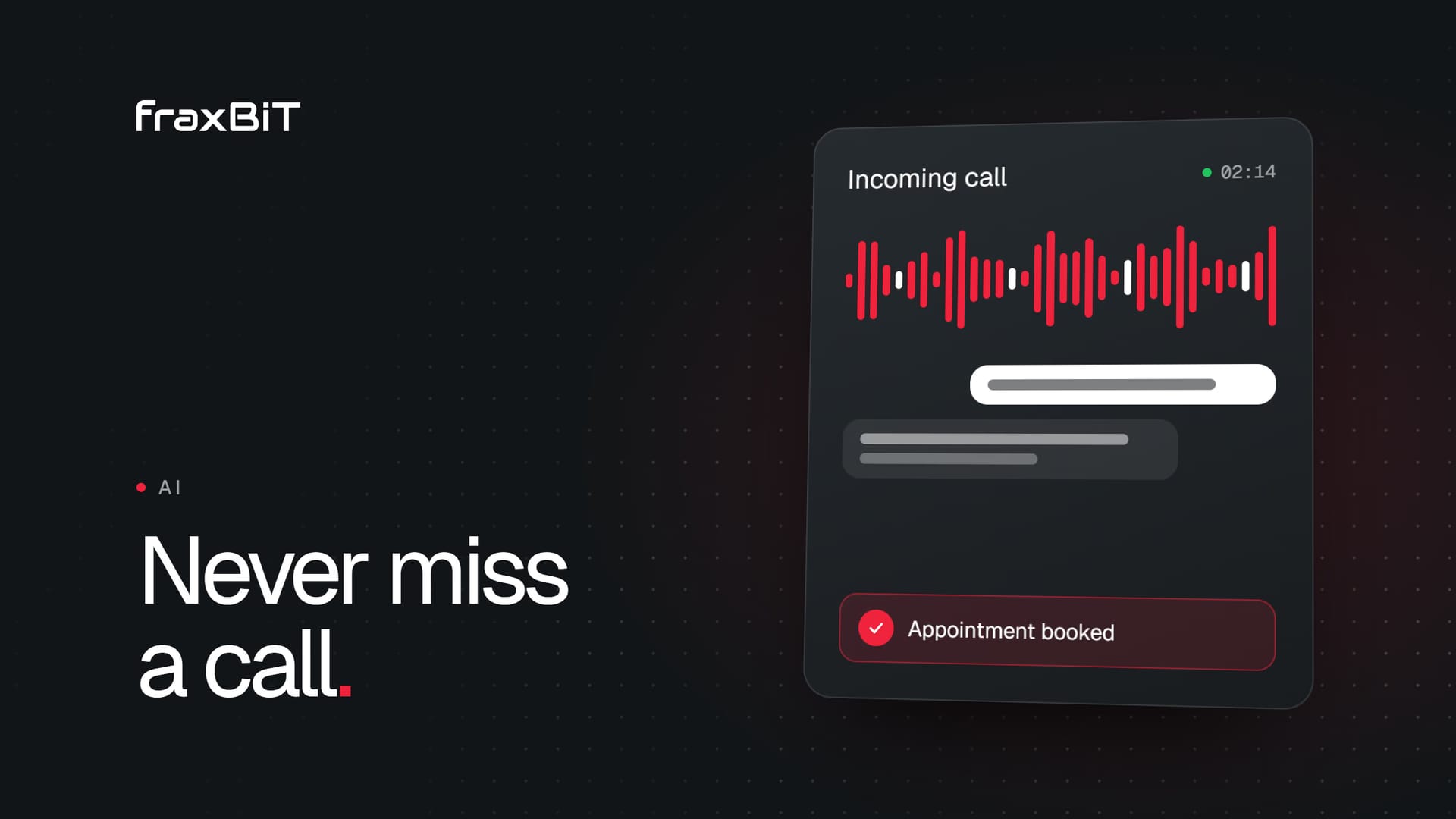 Illustration: an incoming call answered by an AI receptionist and an appointment booked