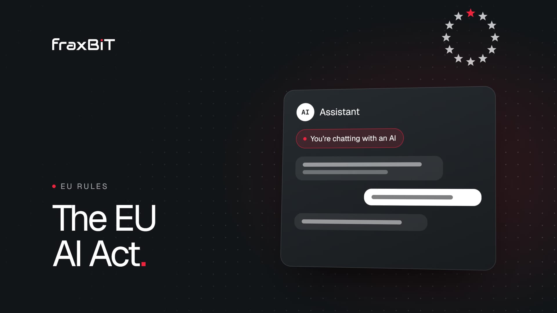 Illustration: a website chat window that tells the visitor they are talking to an AI