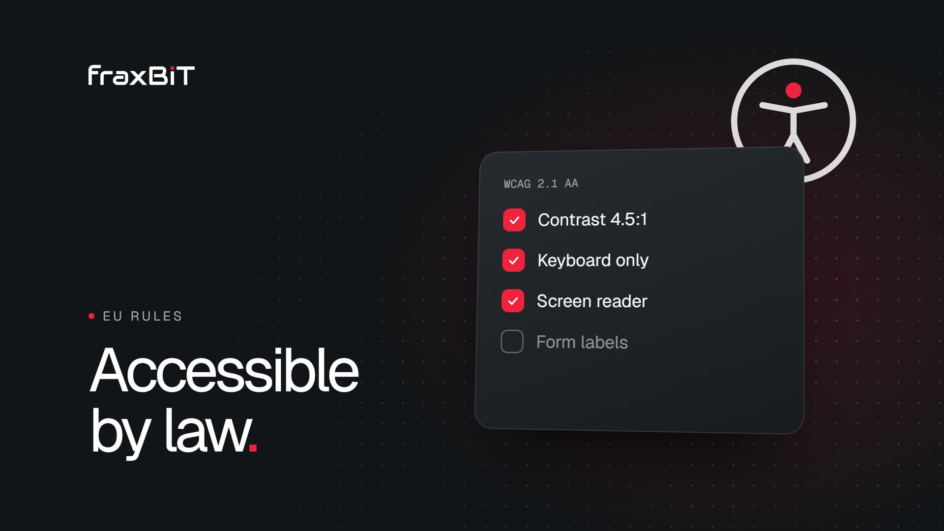 Illustration: an accessibility checklist with contrast, keyboard and screen reader checks