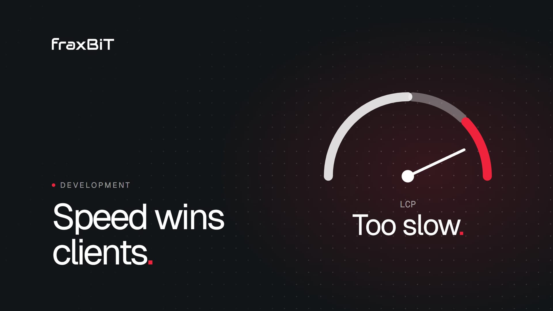 Illustration: a speed gauge pointing to a slow Largest Contentful Paint