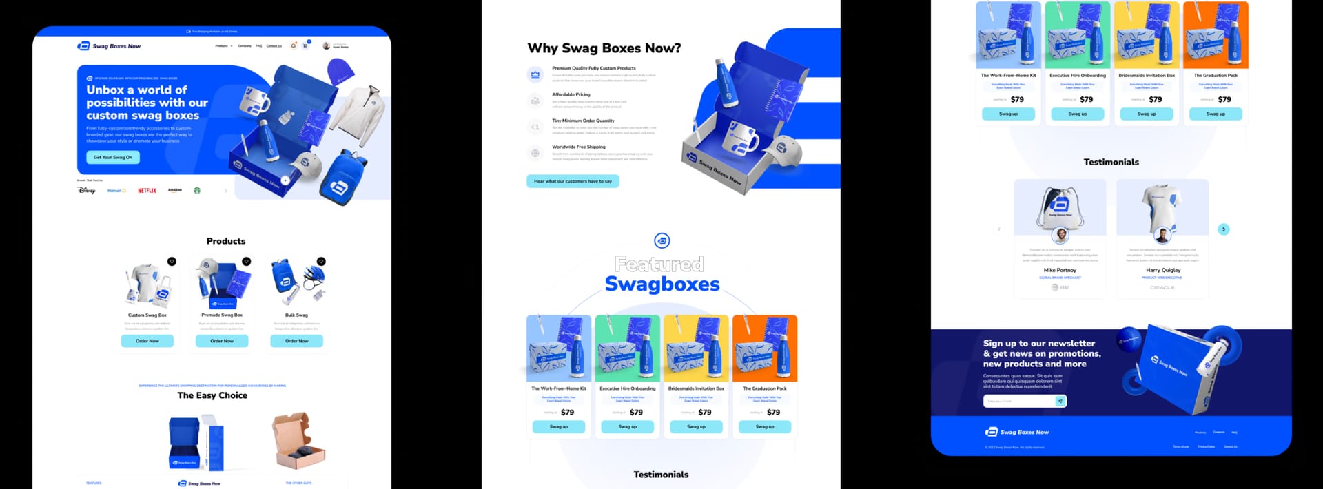 Custom Box E-commerce Platform: design screens 1