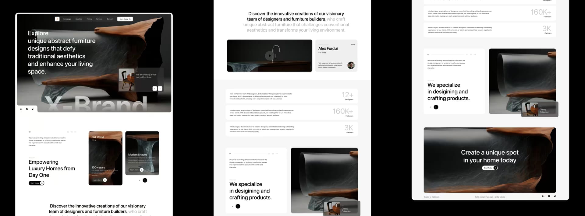 Futuristic Furniture Web Design: design screens 1