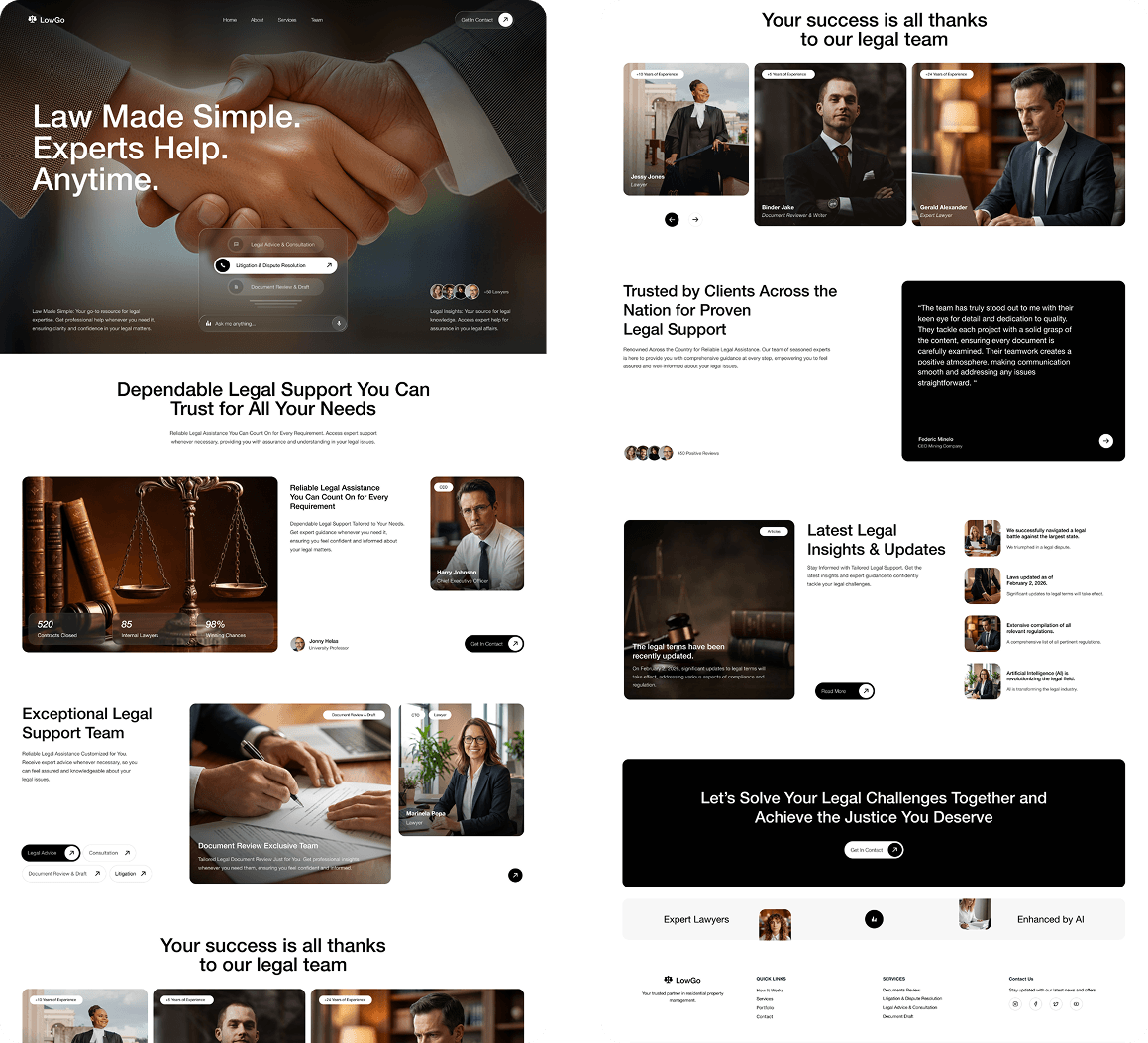 Law Firm Website: design screens 1